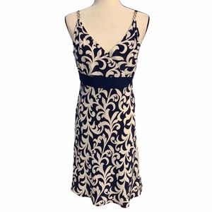 Ann Taylor Navy & White Silk Dress Sz 8P